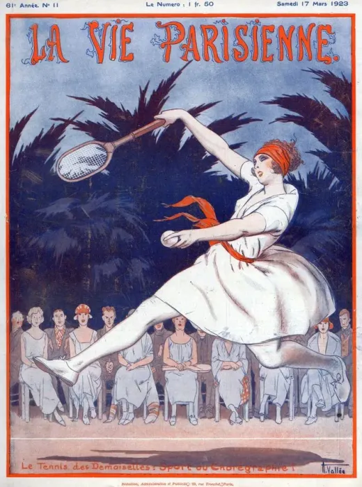 Framed Print : La Vie Parisienne 1923 1920s France A Vallee illustrations tennis