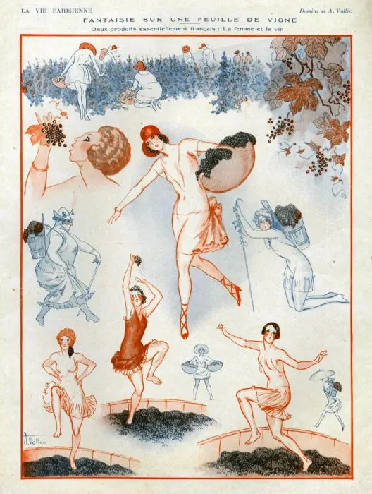 Framed Print : La Vie Parisienne 1924 1920s France cc grapes wine making alcohol