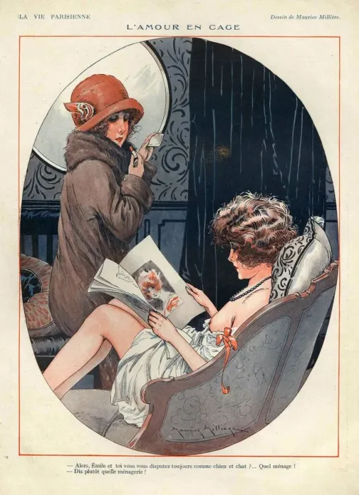 Framed Print : La Vie Parisienne 1924 1920s France cc reading erotica applying lipstick Framed Print : La Vie Parisienne 1924 1920s France cc reading erotica applying lipstick