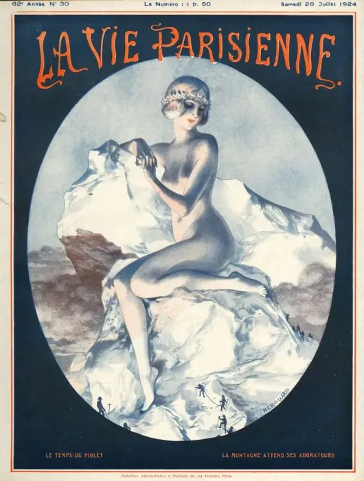 Framed Print : La Vie Parisienne 1924 1920s France Cheri Herouard magazines mountains rock climbing
