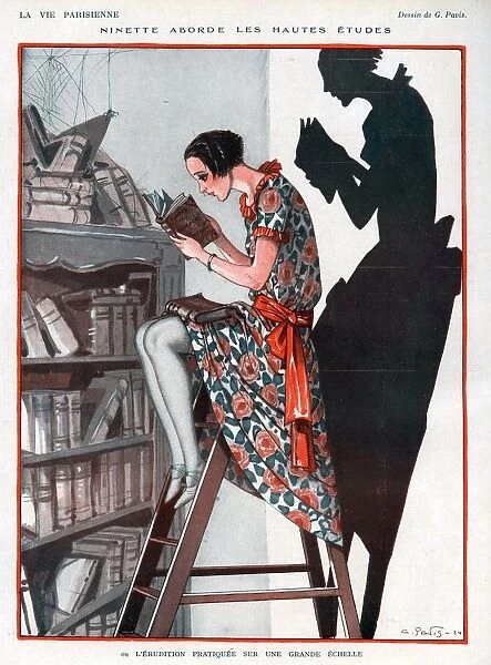 La Vie Parisienne 1924 1920s France Georges Pavis illustrations reading books library