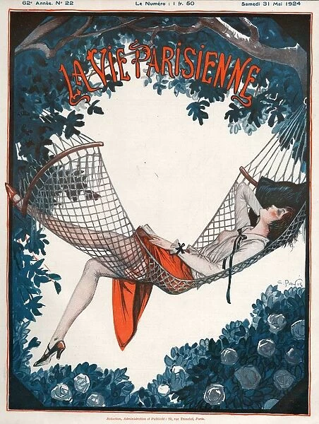 La Vie Parisienne 1924 1920s France Georges Pavis magazines relaxing hammocks reading