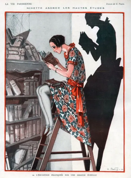 Framed Print : La Vie Parisienne 1924 1920s France Georges Pavis illustrations reading books library Framed Print : La Vie Parisienne 1924 1920s France Georges Pavis illustrations reading books library