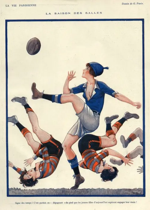 Framed Print : La Vie Parisienne 1924 1920s France Georges Pavis illustrations womens Rugby Framed Print : La Vie Parisienne 1924 1920s France Georges Pavis illustrations womens Rugby