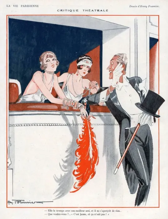 Framed Print : La Vie Parisienne 1924 1920s France H Fournier illustrations boxes feathers mens Framed Print : La Vie Parisienne 1924 1920s France H Fournier illustrations boxes feathers mens