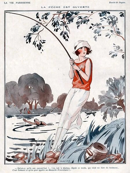 La Vie Parisienne 1924 1920s France Jacques illustrations woman women fishing for men