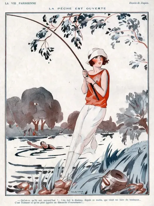 Framed Print : La Vie Parisienne 1924 1920s France Jacques illustrations woman women fishing for men Framed Print : La Vie Parisienne 1924 1920s France Jacques illustrations woman women fishing for men