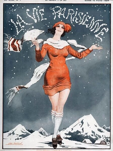 La Vie Parisienne 1924 1920s France Leo Pontan magazines winter snow womens scarves