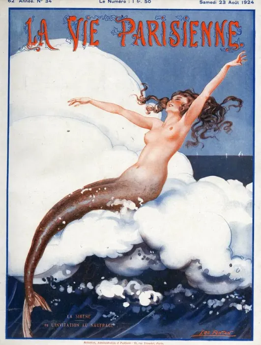Framed Print : La Vie Parisienne 1924 1920s France Leo Pontan magazines erotica mermaids seaside Framed Print : La Vie Parisienne 1924 1920s France Leo Pontan magazines erotica mermaids seaside