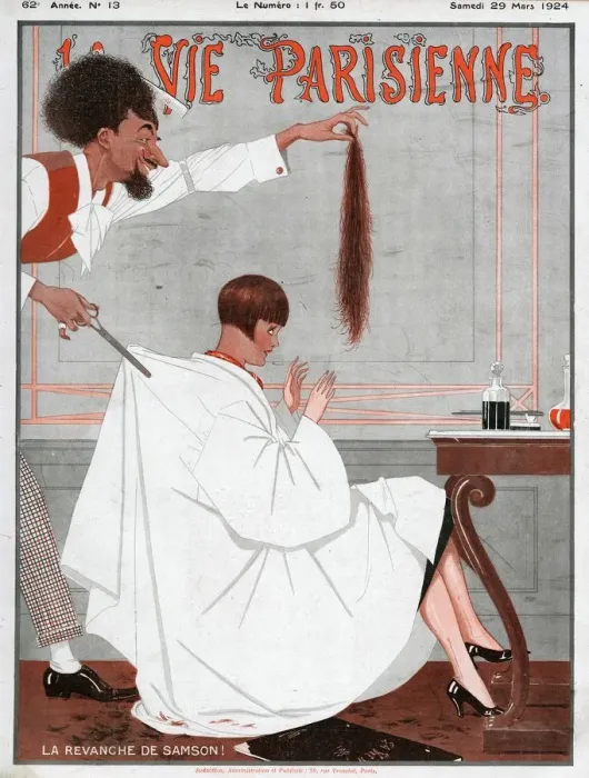 Framed Print : La Vie Parisienne 1924 1920s France magazines haircuts salons barbers hairdressers