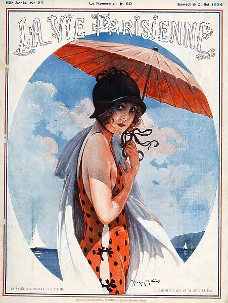 La Vie Parisienne 1924 1920s France Maurice Milliere magazines umbrellas seaside