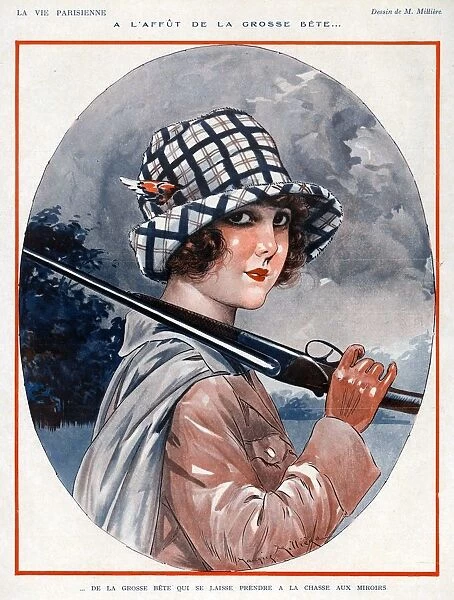 La Vie Parisienne 1924 1920s France Maurice Milliere illustrations hunting rifles