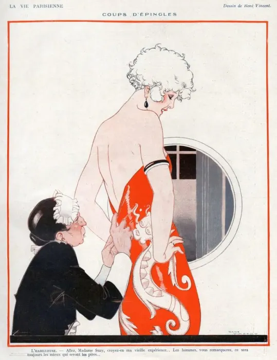 Framed Print : La Vie Parisienne 1924 1920s France Rene Vincent illustrations maids servants dressing Framed Print : La Vie Parisienne 1924 1920s France Rene Vincent illustrations maids servants dressing