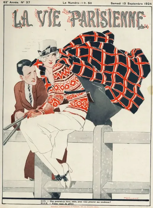 Framed Print : La Vie Parisienne 1924 1920s France Rene Vincent magazines guns shooting hunting
