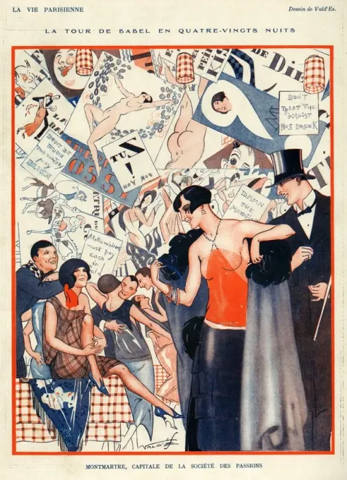 Framed Print : La Vie Parisienne 1924 1920s France Valdes illustrations erotica Montmartre Paris