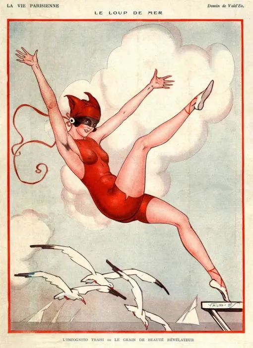 Framed Print : La Vie Parisienne 1924 1920s France Valdes illustrations womens swimming costumes Framed Print : La Vie Parisienne 1924 1920s France Valdes illustrations womens swimming costumes