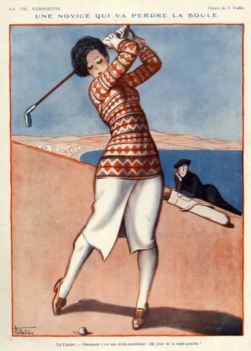 Framed Print : La Vie Parisienne 1924 1920s France A Vallee illustrations womens golf Framed Print : La Vie Parisienne 1924 1920s France A Vallee illustrations womens golf
