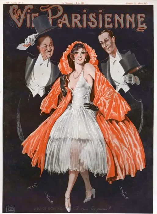 Framed Print : La Vie Parisienne 1924 France cc magazines glamour evening-dress mens black ties