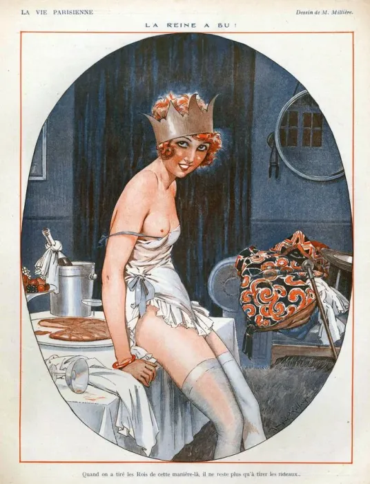 Framed Print : La Vie Parisienne 1926 1920s France cc erotica eating party