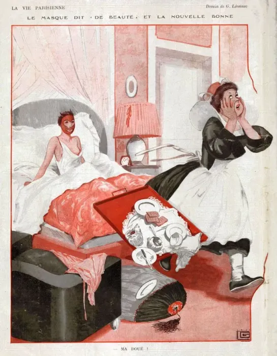 Framed Print : La Vie Parisienne 1927 1920s France cc humour maids bedrooms erotica face masks Framed Print : La Vie Parisienne 1927 1920s France cc humour maids bedrooms erotica face masks