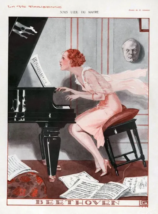 Framed Print : La Vie Parisienne 1930 1930s France cc pianos playing instruments beethoven lessons