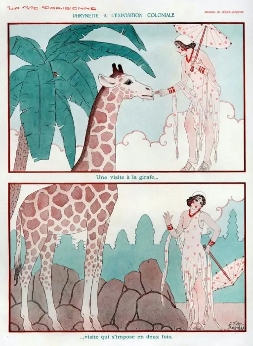 Framed Print : La Vie Parisienne 1931 1930s France cc giraffes safaris jungle