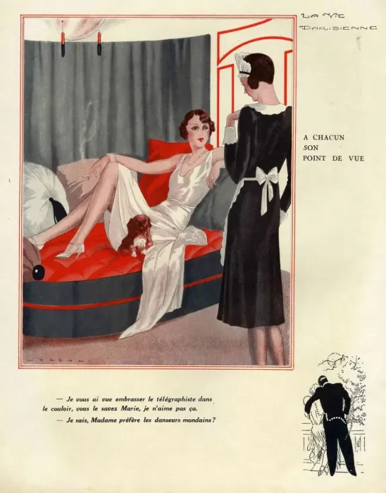 Framed Print : La Vie Parisienne 1931 1930s France cc maids servants relaxing Framed Print : La Vie Parisienne 1931 1930s France cc maids servants relaxing