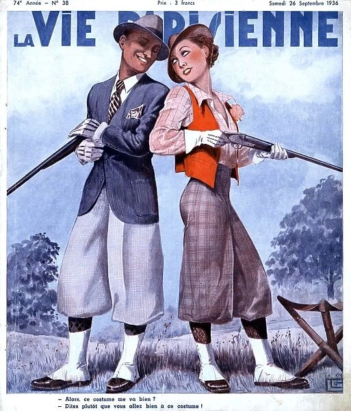 La Vie Parisienne 1936 1930s France magazines couples shooting guns hunting