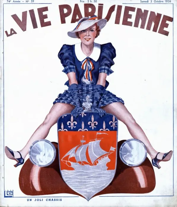 Framed Print : La Vie Parisienne 1936 1930s France magazines glamour erotica womens cars