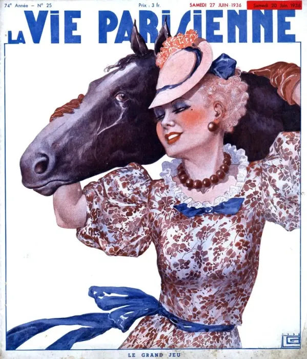 Framed Print : La Vie Parisienne 1936 1930s France magazines horses women Framed Print : La Vie Parisienne 1936 1930s France magazines horses women