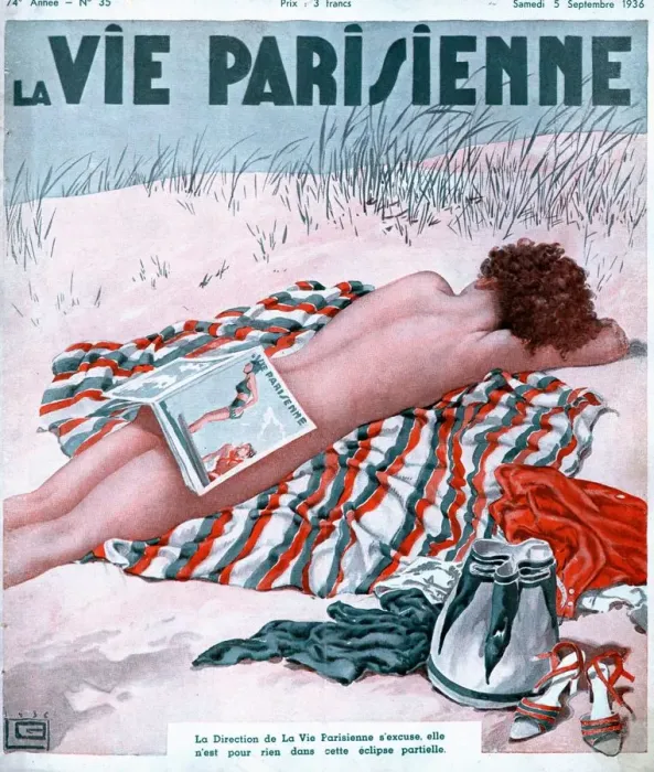 Framed Print : La Vie Parisienne 1936 1930s France magazines nudes naked beaches sunbathing erotica