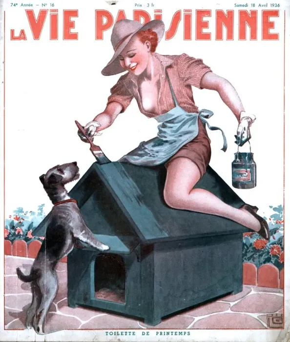 Framed Print : La Vie Parisienne 1936 1930s France magazines women painting kennels erotica DIY Framed Print : La Vie Parisienne 1936 1930s France magazines women painting kennels erotica DIY