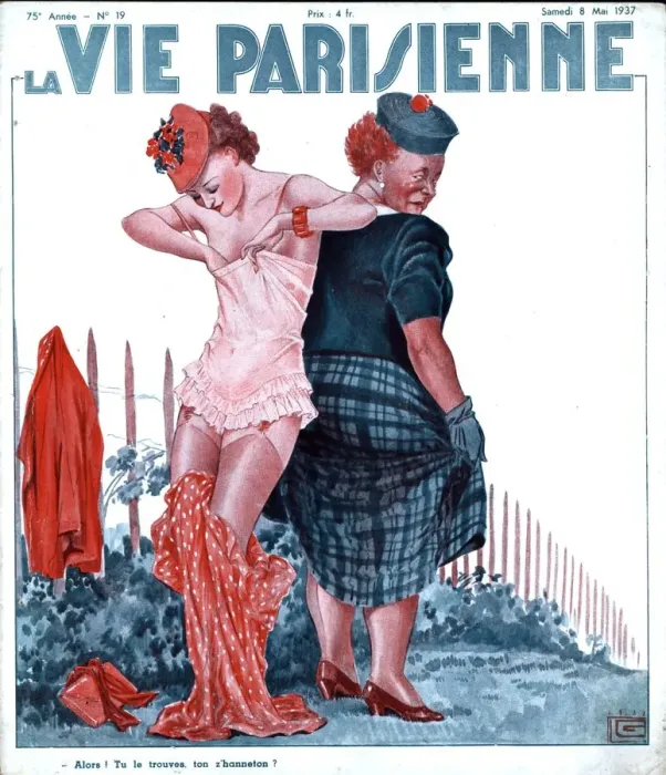 Framed Print : La Vie Parisienne 1937 1930s France magazines erotica dressing undressing underwear