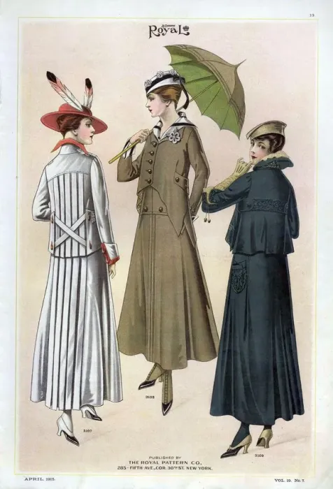 Framed Print : Le Costume Royal 1915 1910s USA cc womens parasols umbrellas coats