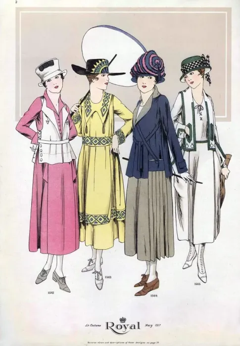 Framed Print : Le Costume Royal 1917 1910s USA cc womens hats umbrellas parasols