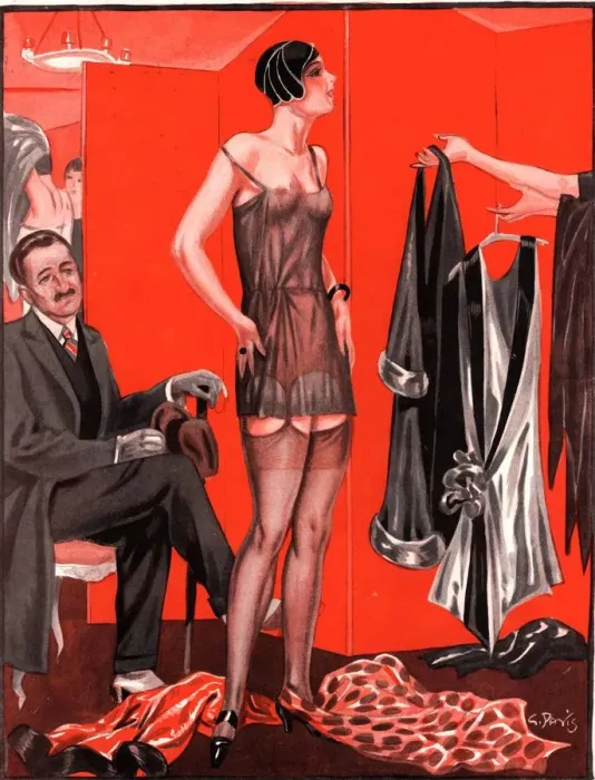 Framed Print : Le Sourire 1920s France erotica sales womens underwear Framed Print : Le Sourire 1920s France erotica sales womens underwear