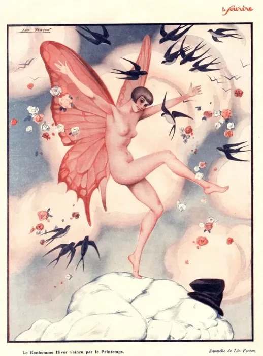 Framed Print : Le Sourire 1920s France erotica swallows butterflies magazines Framed Print : Le Sourire 1920s France erotica swallows butterflies magazines