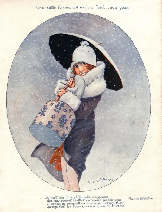 Framed Print : Le Sourire 1920s France seasons glamour winter snow womens magazines clothing clothes Framed Print : Le Sourire 1920s France seasons glamour winter snow womens magazines clothing clothes