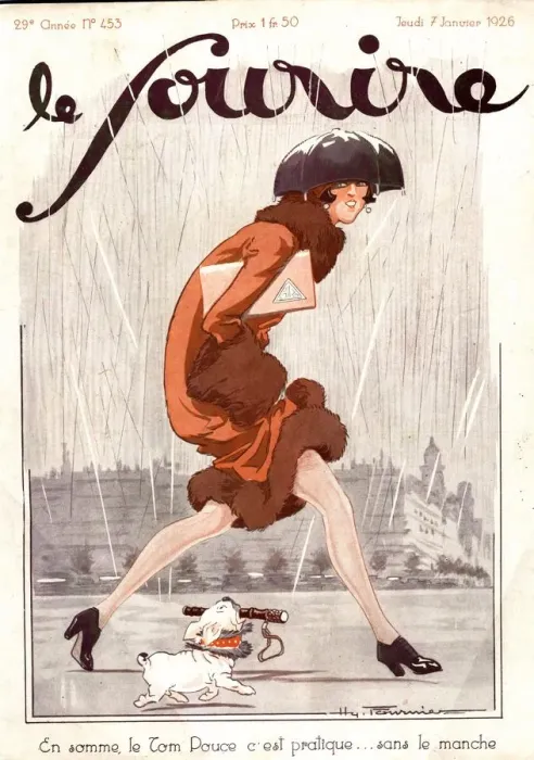 Framed Print : Le Sourire 1926 1920s France seasons winter raining womens magazines