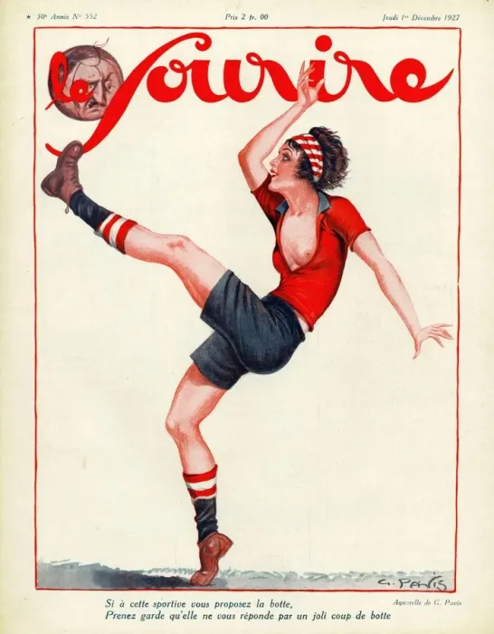 Framed Print : Le Sourire 1927 1920s France football soccer glamour magazines