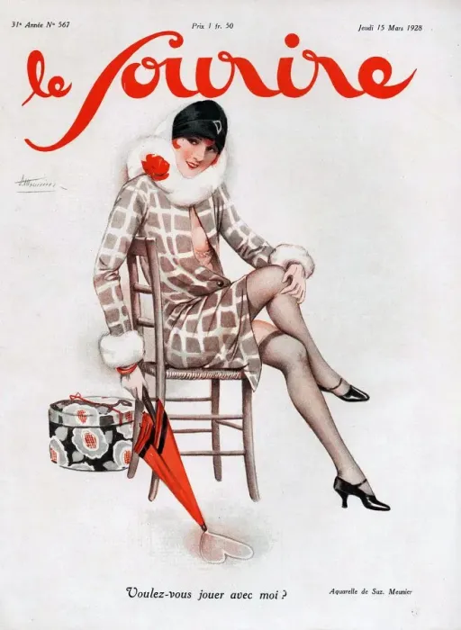 Framed Print : Le Sourire 1928 1920s France magazines womens hats boxes umbrellas erotica illustrations Framed Print : Le Sourire 1928 1920s France magazines womens hats boxes umbrellas erotica illustrations