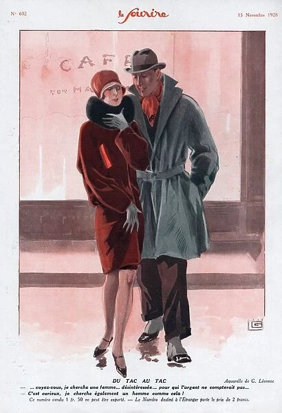 Le Sourire 1928 1920s France womens mens coats restaurants illustrations menAs
