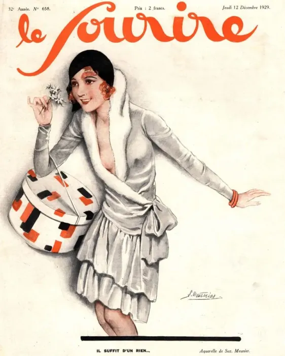 Framed Print : Le Sourire 1929 1920s France mistletoe womens magazines Framed Print : Le Sourire 1929 1920s France mistletoe womens magazines