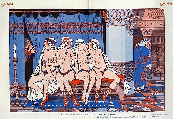 Le Sourire 1930 1930s France erotica harems chastity belts keys illustrations