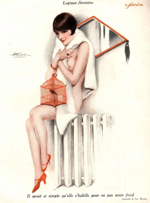 Framed Print : Le Sourire 1930s France erotica glamour birds cages magazines Framed Print : Le Sourire 1930s France erotica glamour birds cages magazines
