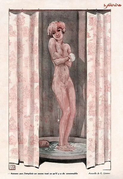 Le Sourire 1930s France erotica showers naked nudes nudity boudoir illustrations