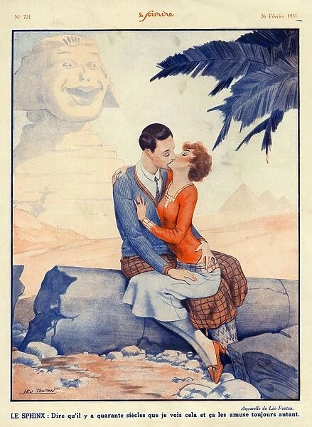 Le Sourire 1931 1930s France kissing Egypt holidays sphinx pyramids illustrations kisses