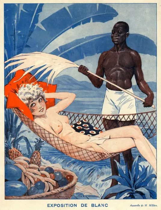 Framed Print : Le Sourire 1931 1930s France naked nudes nudity erotica slaves slavery illustrations