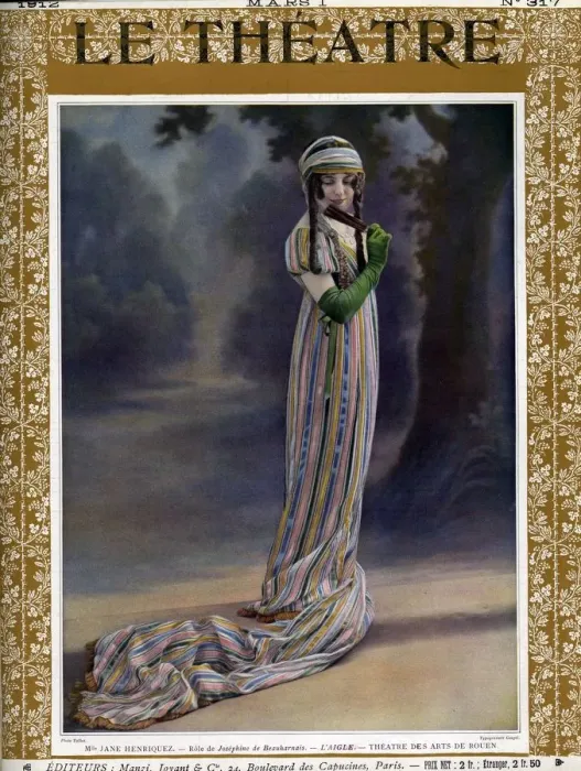 Framed Print : Le Theatre 1912 1910s France magazines womens dresses gloves fans portraits fashion