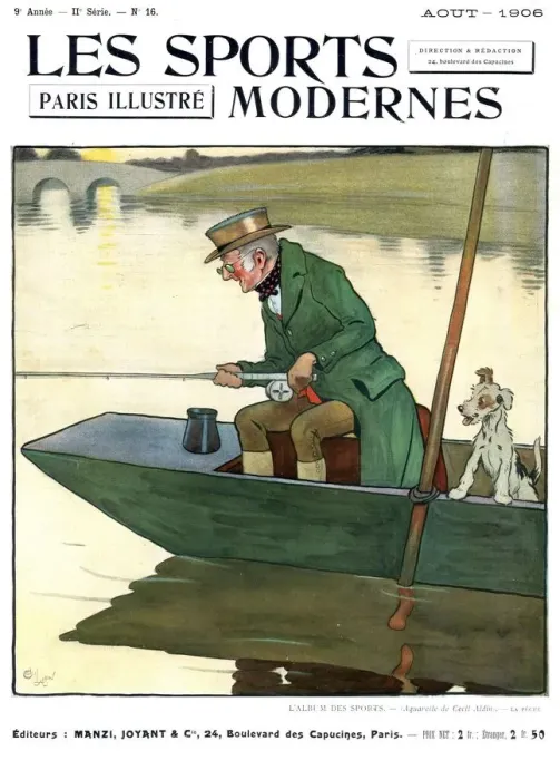 Framed Print : Les Sports Modernes 1906 1900s France cc magazines fishing boats dogs